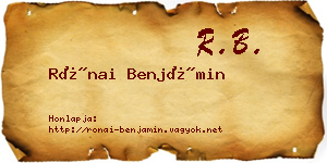 Rónai Benjámin névjegykártya